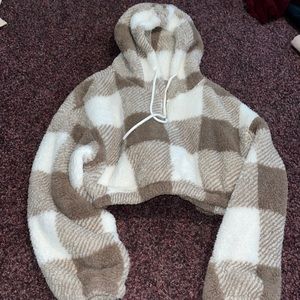 Plaid Sherpa brown & white